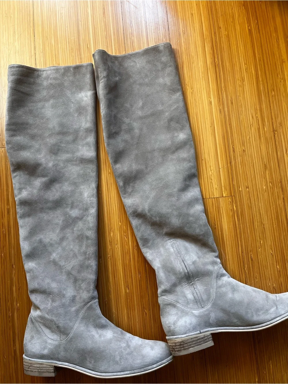 Stuart Weitzman Rockerchic Over-the-Knee Gray Suede Boots - Women